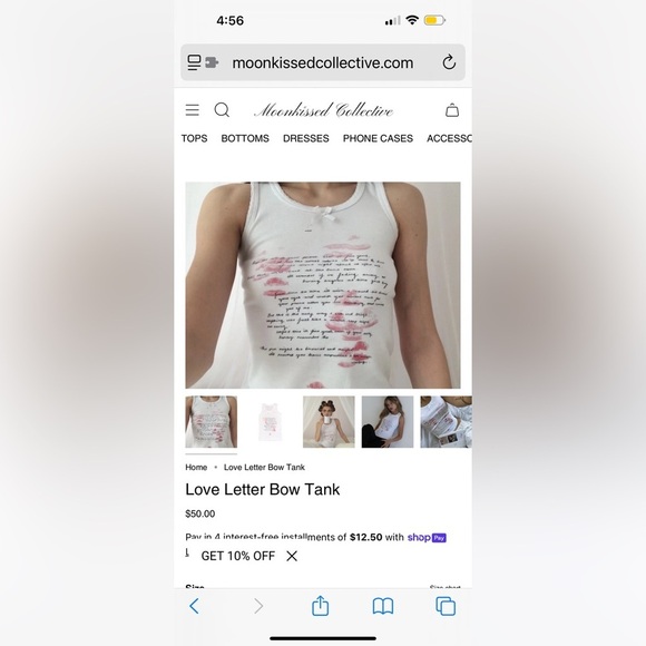 RARE Moonkissed Collective Love Letter Baby Cropped Tshirt Women’s Size XS/S - Picture 4 of 4